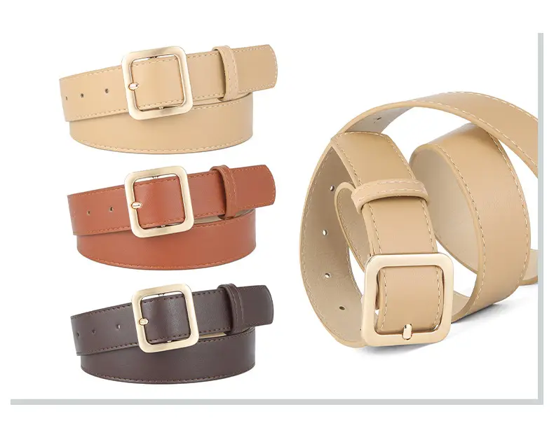 Brown Leather Belt with Gold Buckle for Women — feature 47