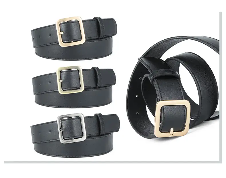 Brown Leather Belt with Gold Buckle for Women — feature 48
