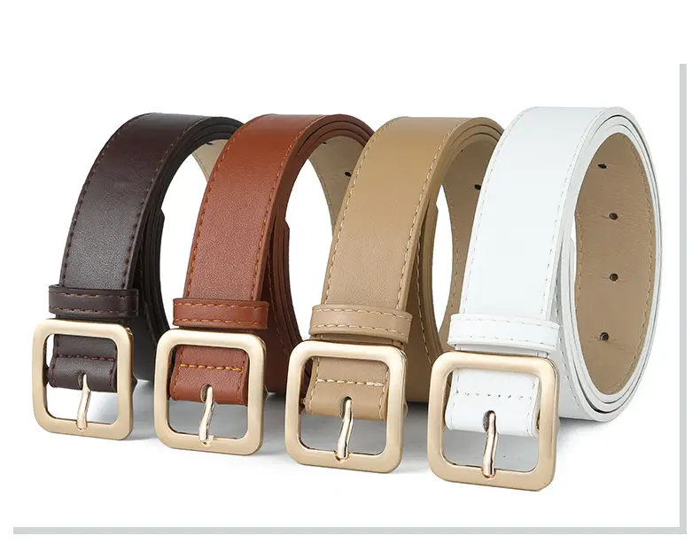Brown Leather Belt with Gold Buckle for Women — feature 49