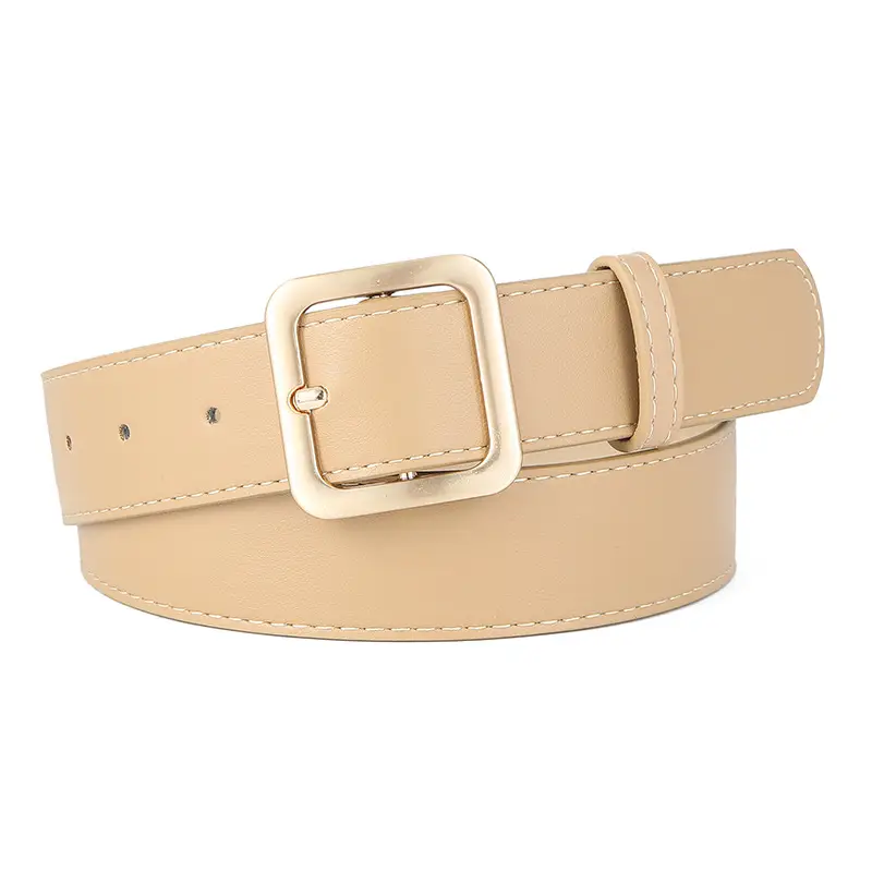 Brown Leather Belt with Gold Buckle for Women - Image 5