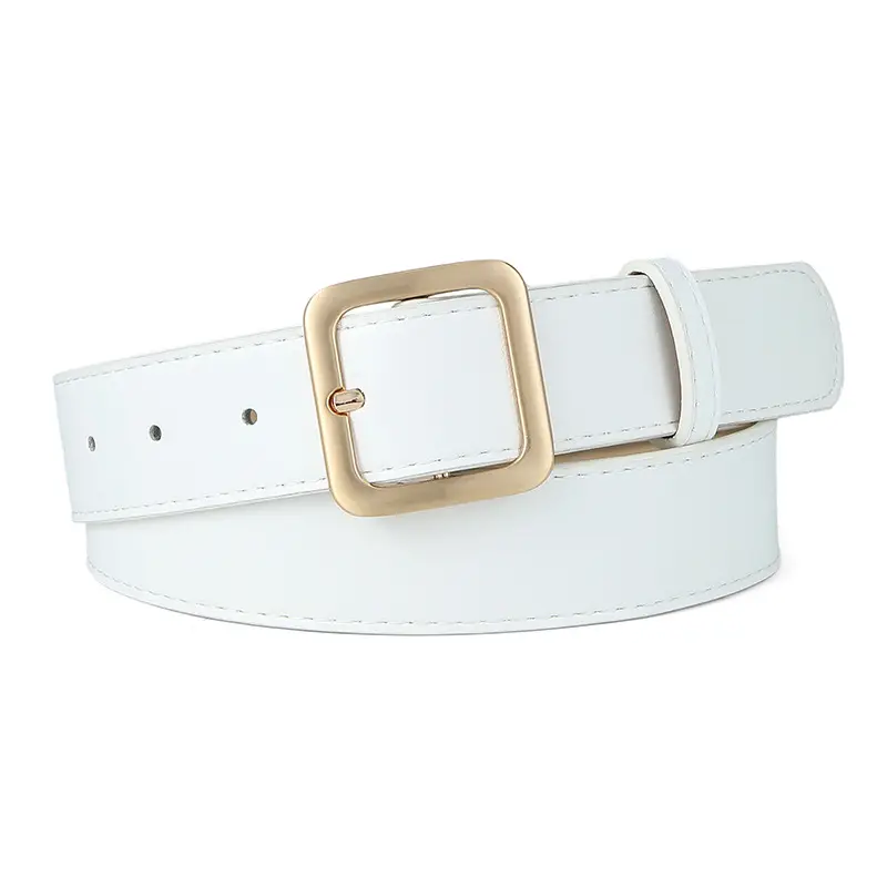 Brown Leather Belt with Gold Buckle for Women - Image 7