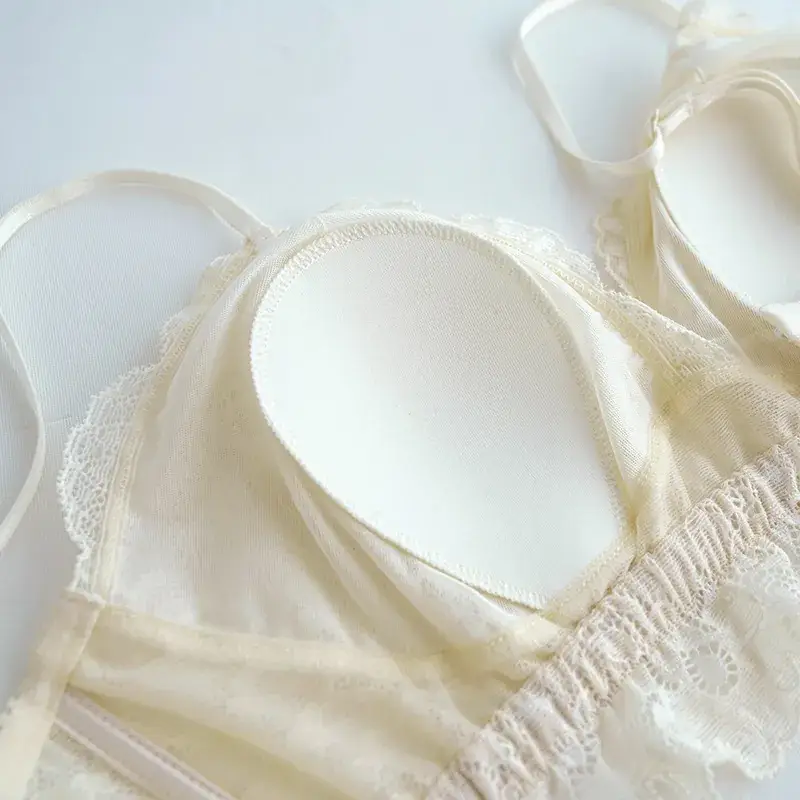 New Rabbit Ear Silk Bra Lining French Wire-Free Intimates Women's Vest Style - Image 4