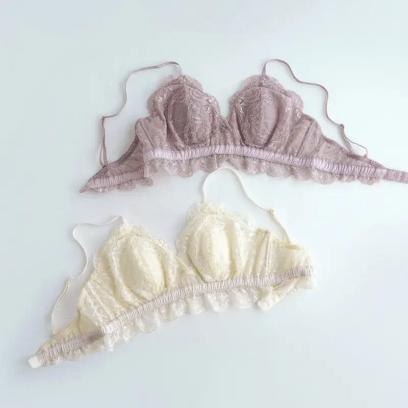 New Rabbit Ear Silk Bra Lining French Wire-Free Intimates Women's Vest Style - Image 5