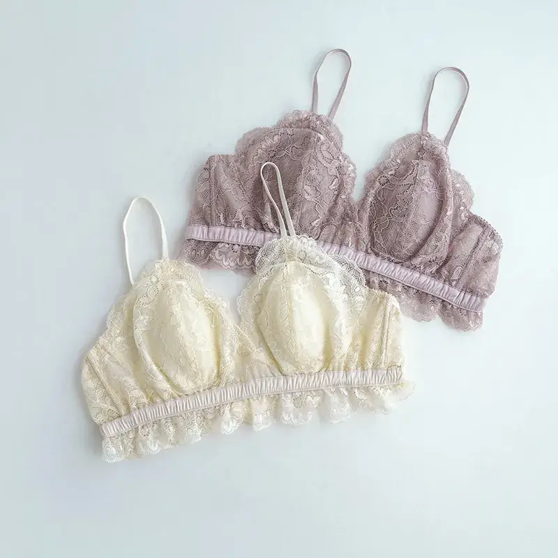 New Rabbit Ear Silk Bra Lining French Wire-Free Intimates Women's Vest Style - Image 6