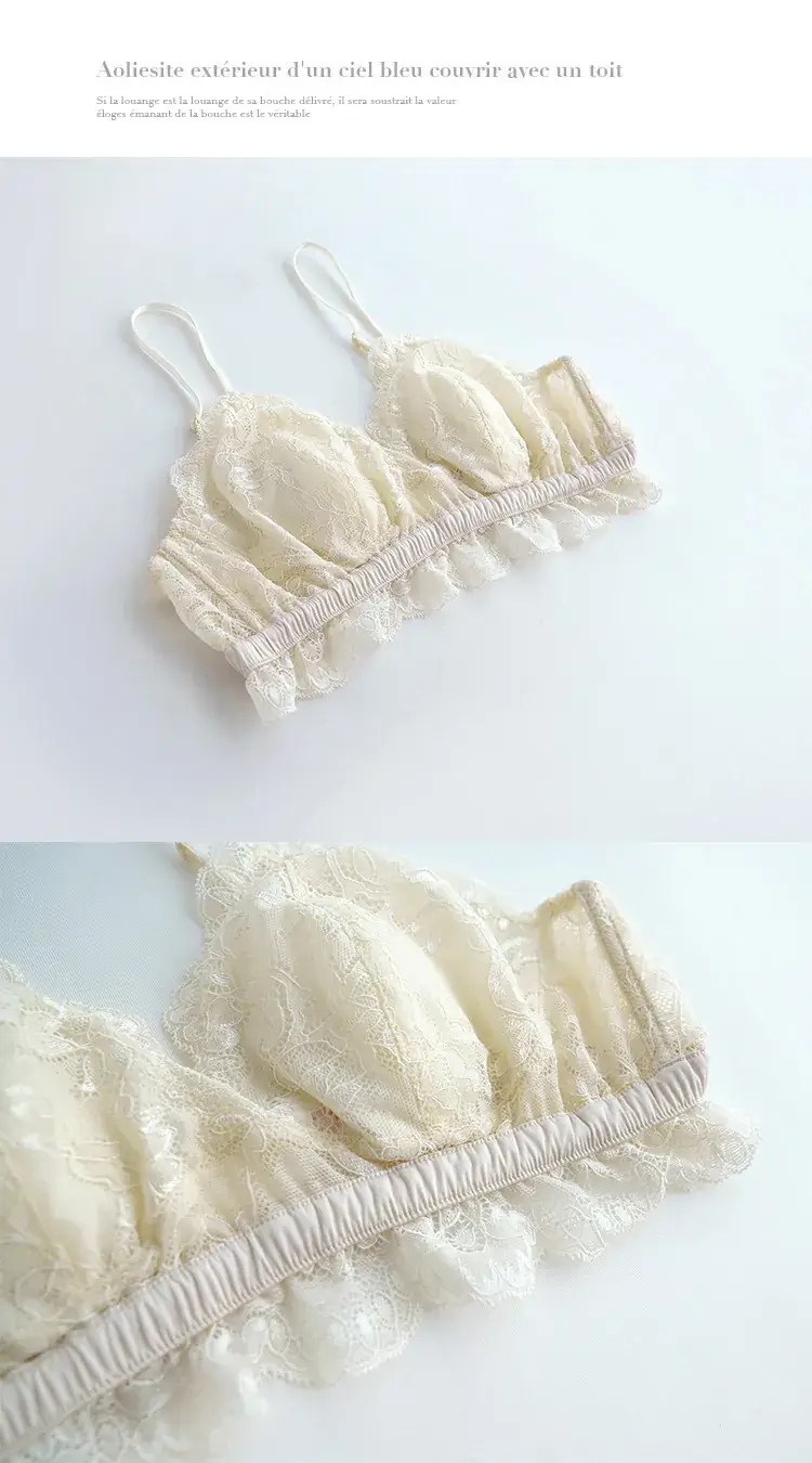 New Rabbit Ear Silk Bra Lining French Wire-Free Intimates Women's Vest Style — feature 6