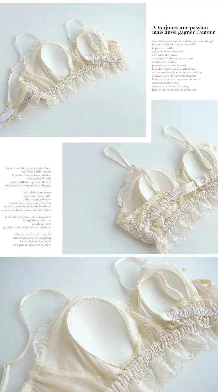 New Rabbit Ear Silk Bra Lining French Wire-Free Intimates Women's Vest Style — feature 7