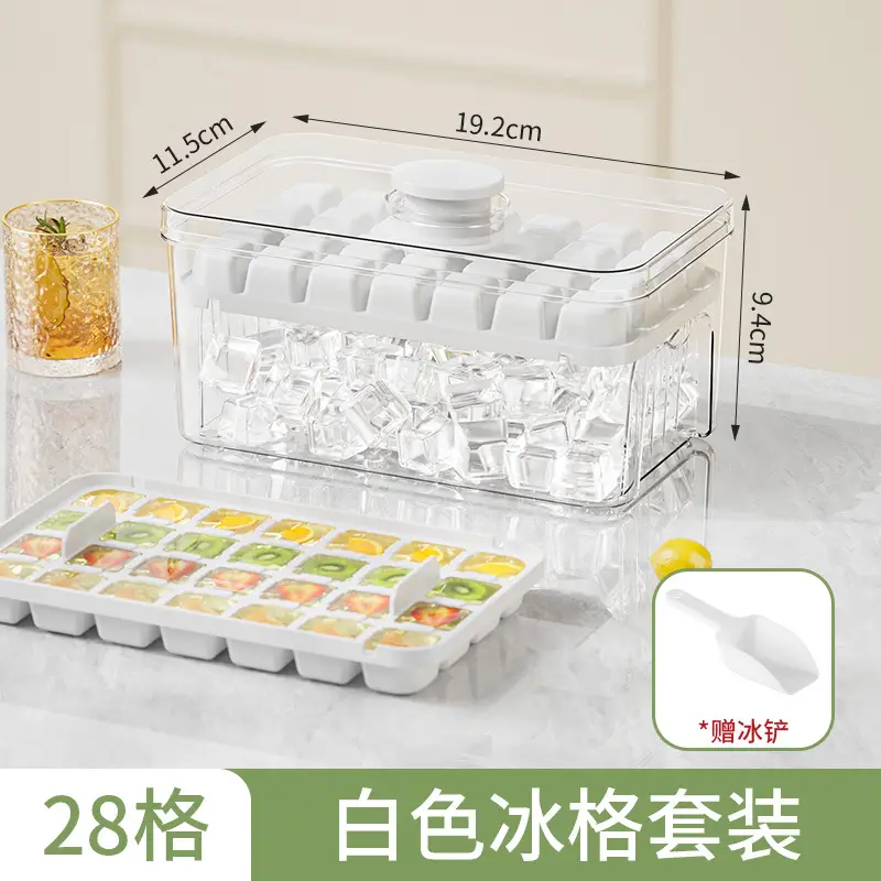 White 28-Cheek Ice Cube Storage Tray - Image 3