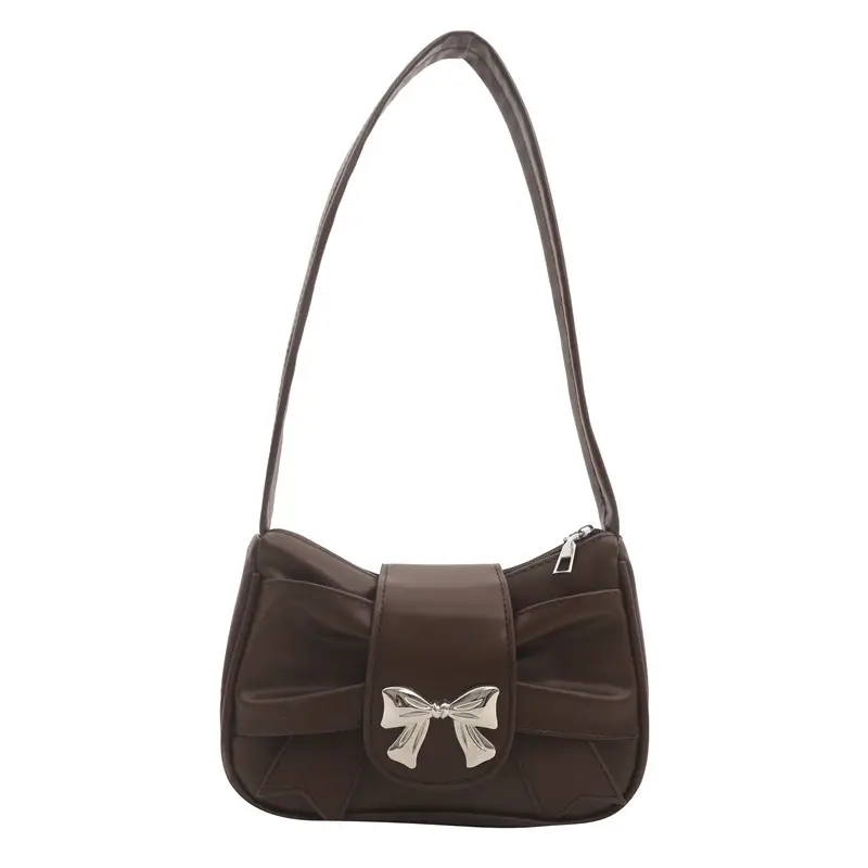 Silver Pleated Bow Handbag for Women - Image 11