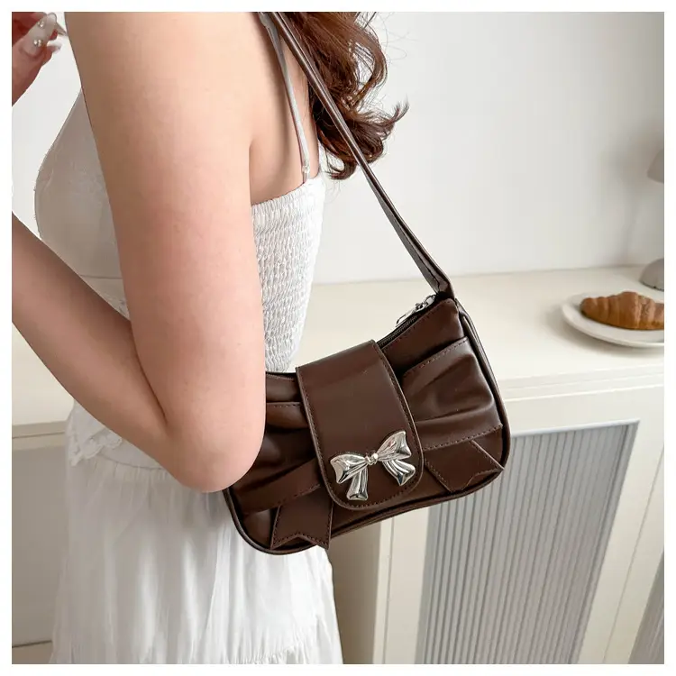 Silver Pleated Bow Handbag for Women — feature 10