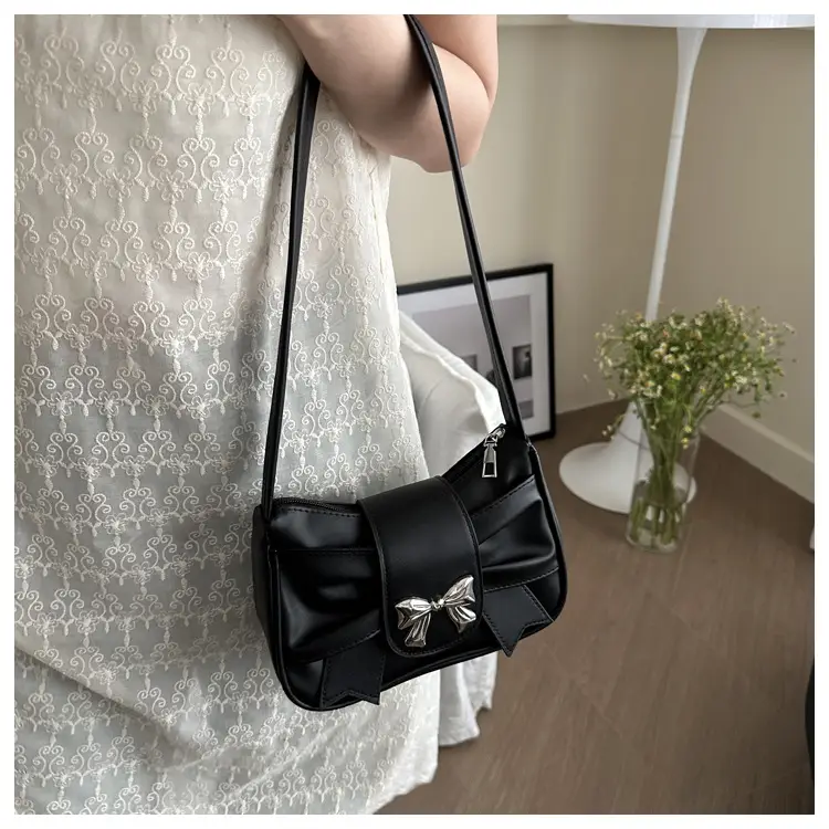 Silver Pleated Bow Handbag for Women — feature 16