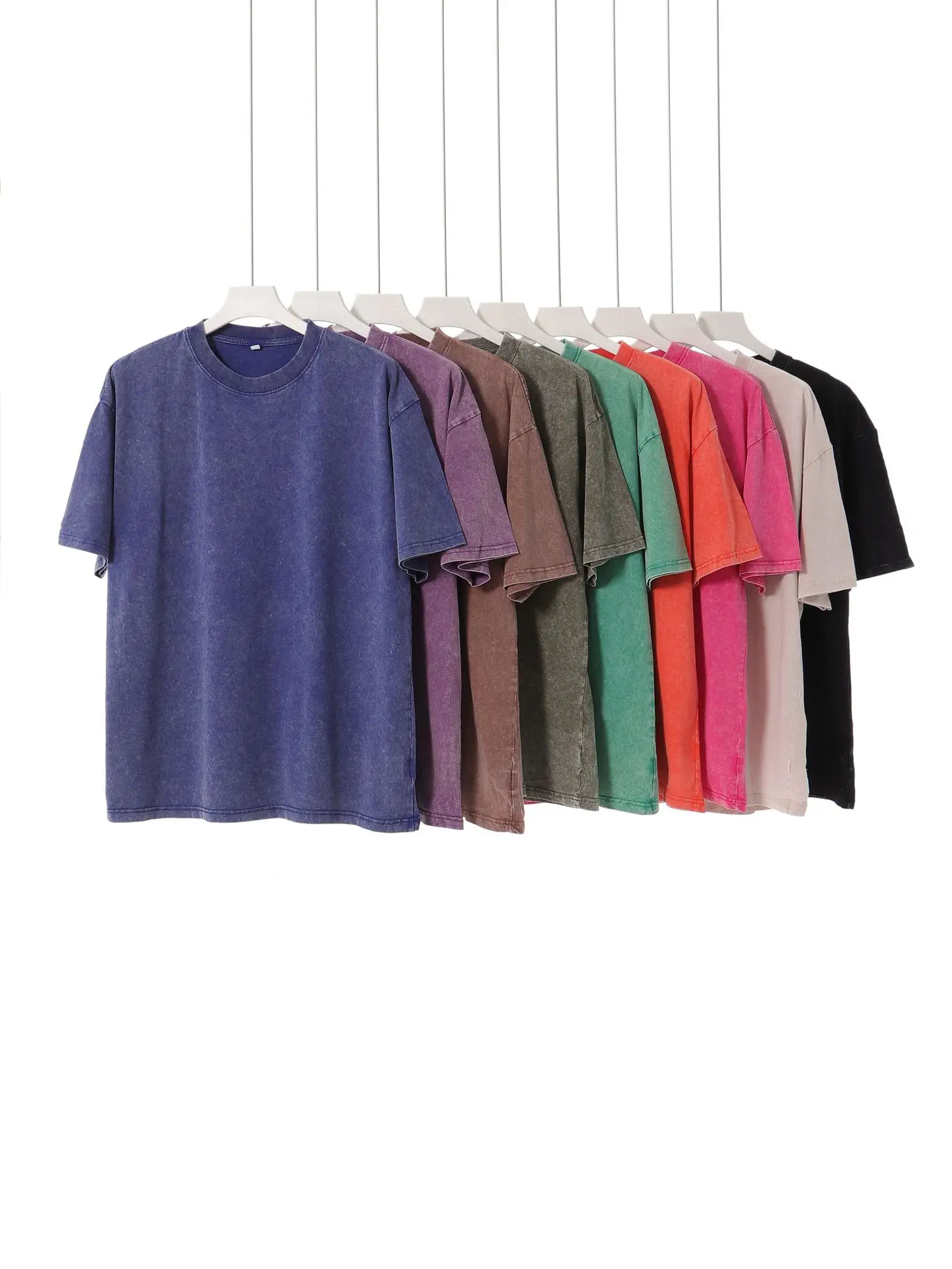 Men's Crossbody T-Shirt 260g Cotton Retro Wash Wholesale - Image 11