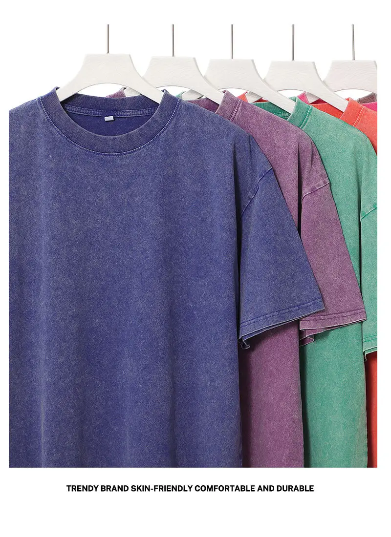 Men's Crossbody T-Shirt 260g Cotton Retro Wash Wholesale — feature 10