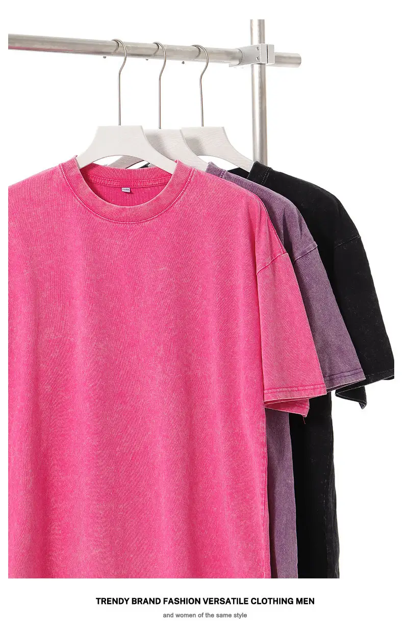 Men's Crossbody T-Shirt 260g Cotton Retro Wash Wholesale — feature 8