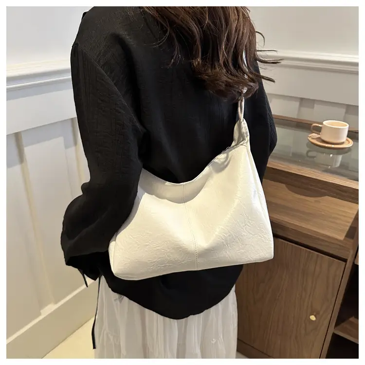 Textured Soft Leather Shoulder Bag Women Brown 2024 Spring Summer — feature 11