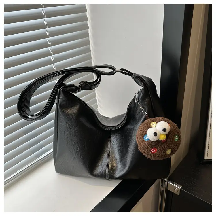 Textured Soft Leather Shoulder Bag Women Brown 2024 Spring Summer — feature 25