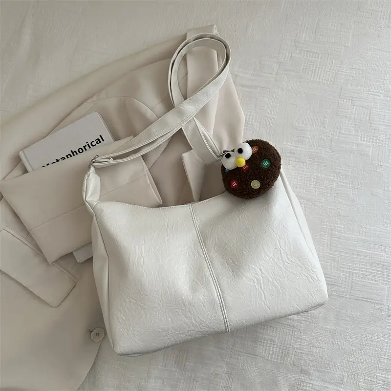 Textured Soft Leather Shoulder Bag Women Brown 2024 Spring Summer - Image 5