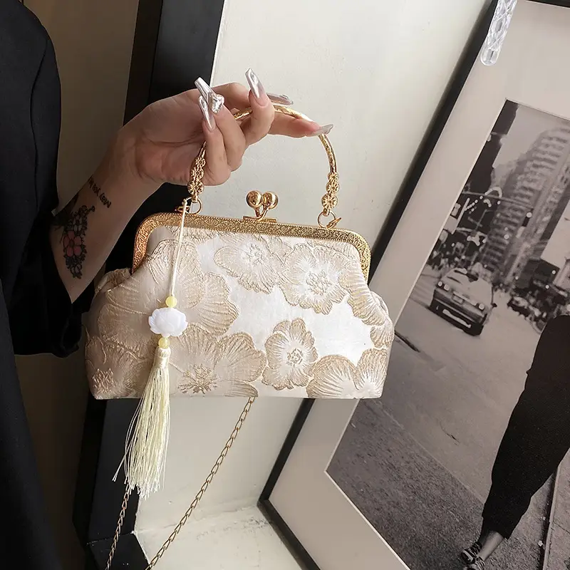 Gold Floral Cheongsam Bag for Women 2024 - Image 4