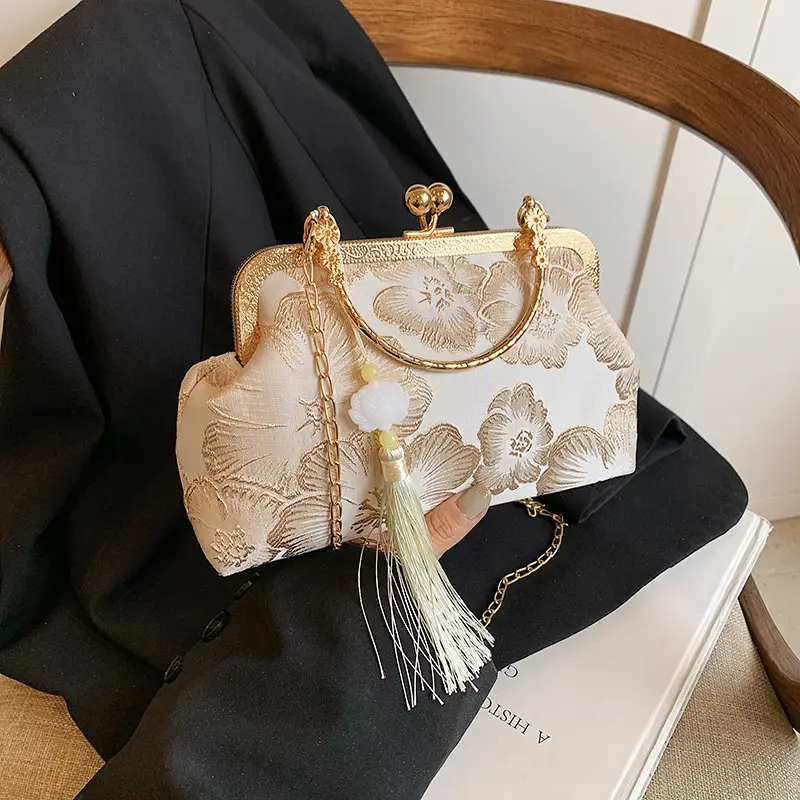Gold Floral Cheongsam Bag for Women 2024 - Image 2