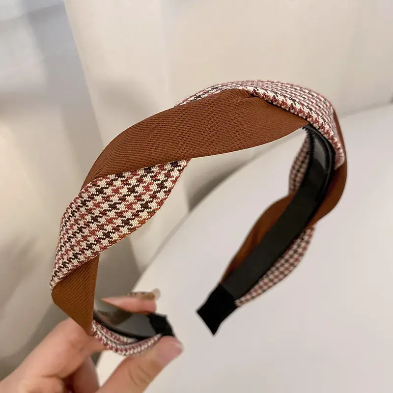 Women's Summer Hair Pressing Headband Brown Patterned - Image 7