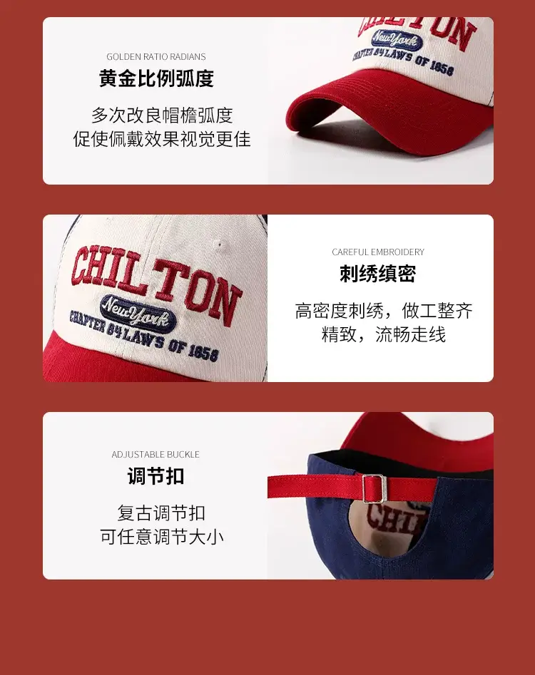 Chelton Leather Baseball Cap Women Red White Wide Brim — feature 9