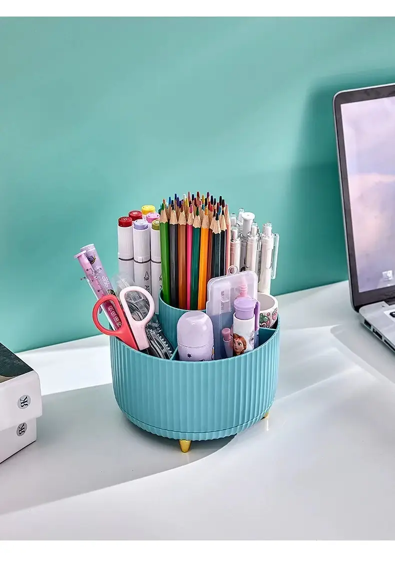 Cosmetic Storage Box 14cm Rotatable Blue — feature 16