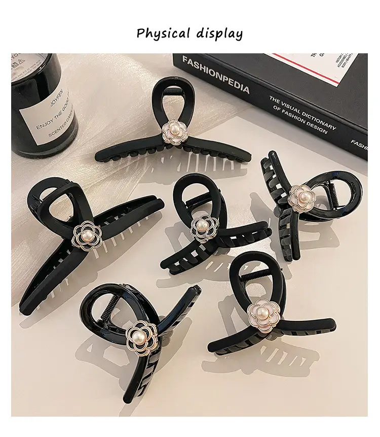 Black Pearl Flower Hair Clip for Women — feature 1