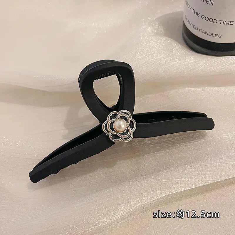 Black Pearl Flower Hair Clip for Women