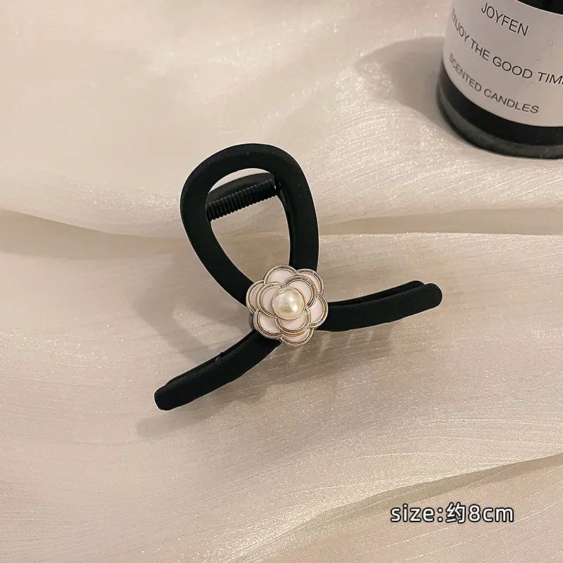 Black Pearl Flower Hair Clip for Women