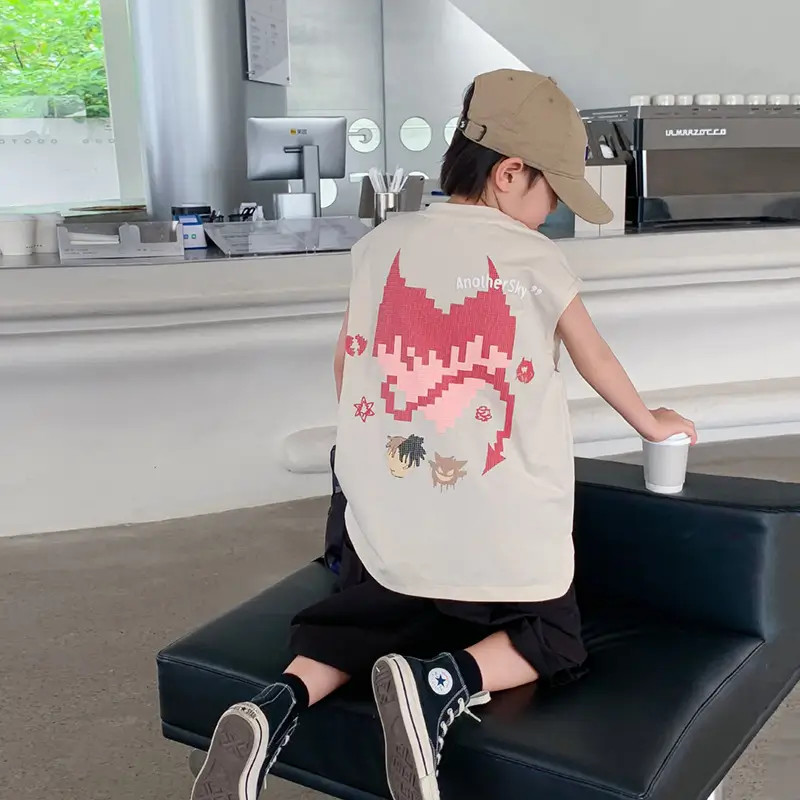 Boys Sleeveless T-Shirt Summer Dress 2025 New Korean Style - Image 2