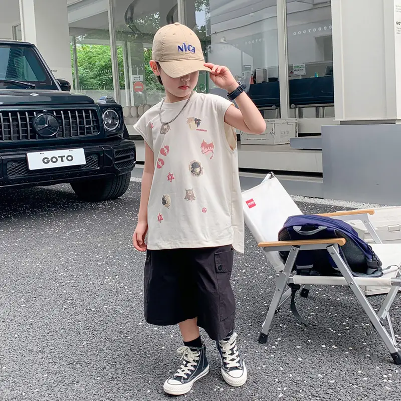 Boys Sleeveless T-Shirt Summer Dress 2025 New Korean Style - Image 3