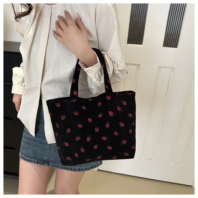 Women's Striped Velvet Shoulder Bag Large Capacity — feature 21