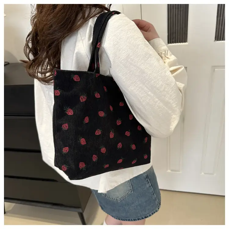 Women's Striped Velvet Shoulder Bag Large Capacity — feature 22