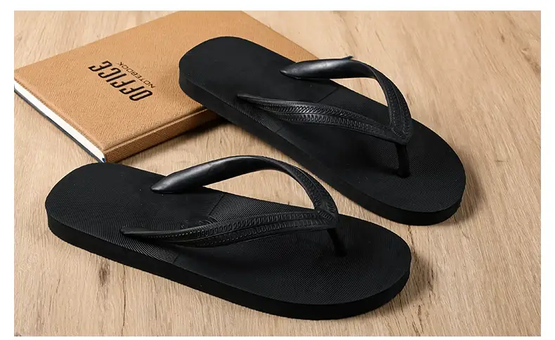 Men's Black Slip-On Casual Flip Flops Summer Wear — feature 5