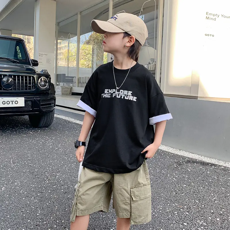 Boys Black Korean Short Sleeve T-Shirt 2024 - Image 3
