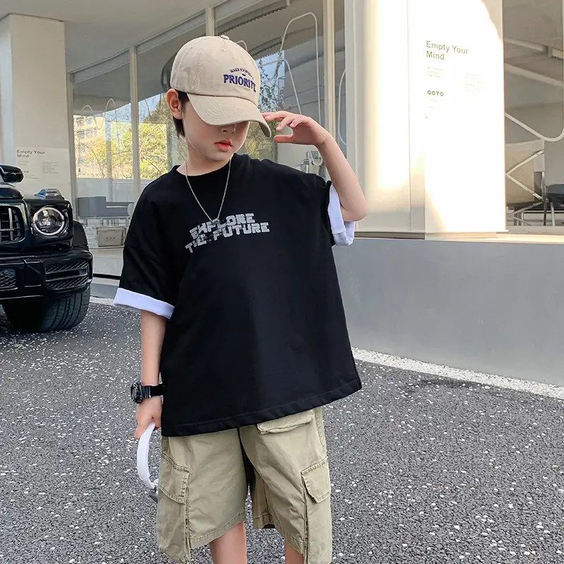Boys Black Korean Short Sleeve T-Shirt 2024 - Image 5