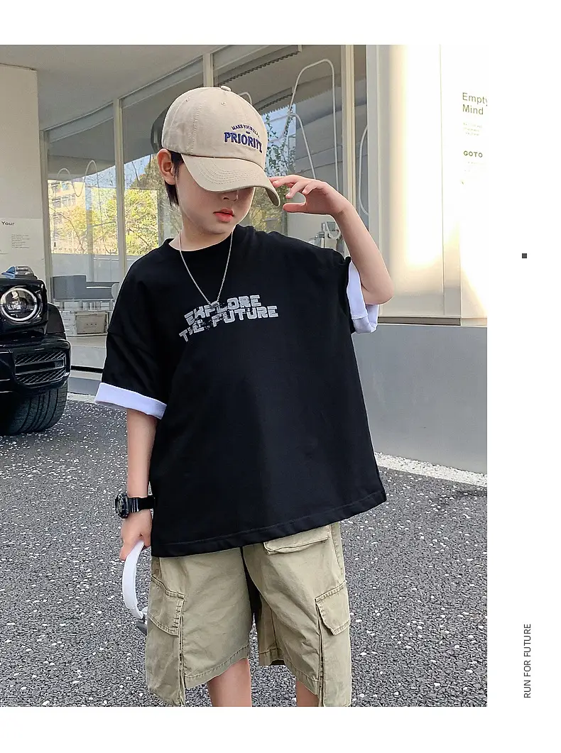 Boys Black Korean Short Sleeve T-Shirt 2024 — feature 15