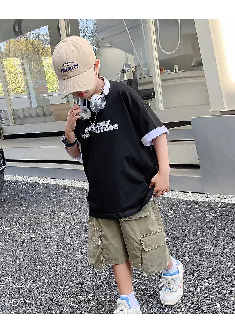 Boys Black Korean Short Sleeve T-Shirt 2024 — feature 16