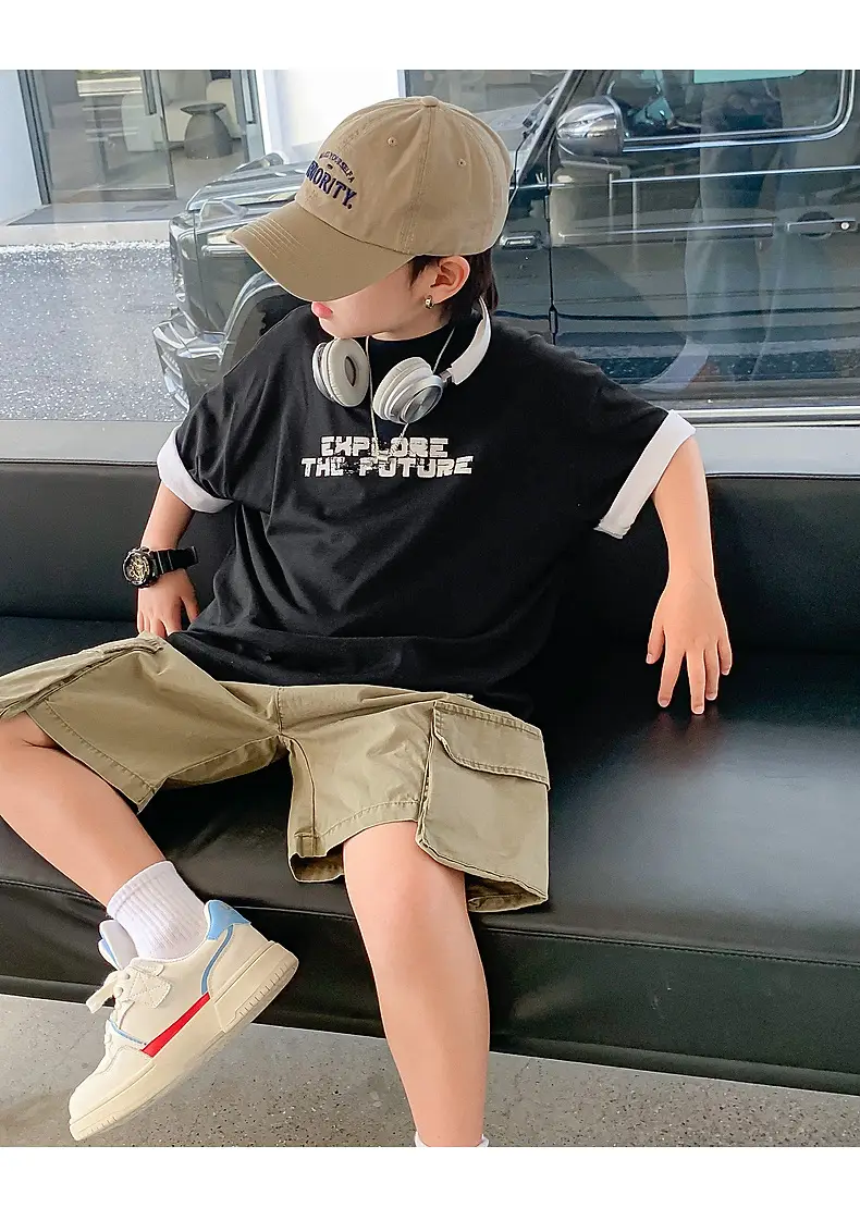 Boys Black Korean Short Sleeve T-Shirt 2024 — feature 18