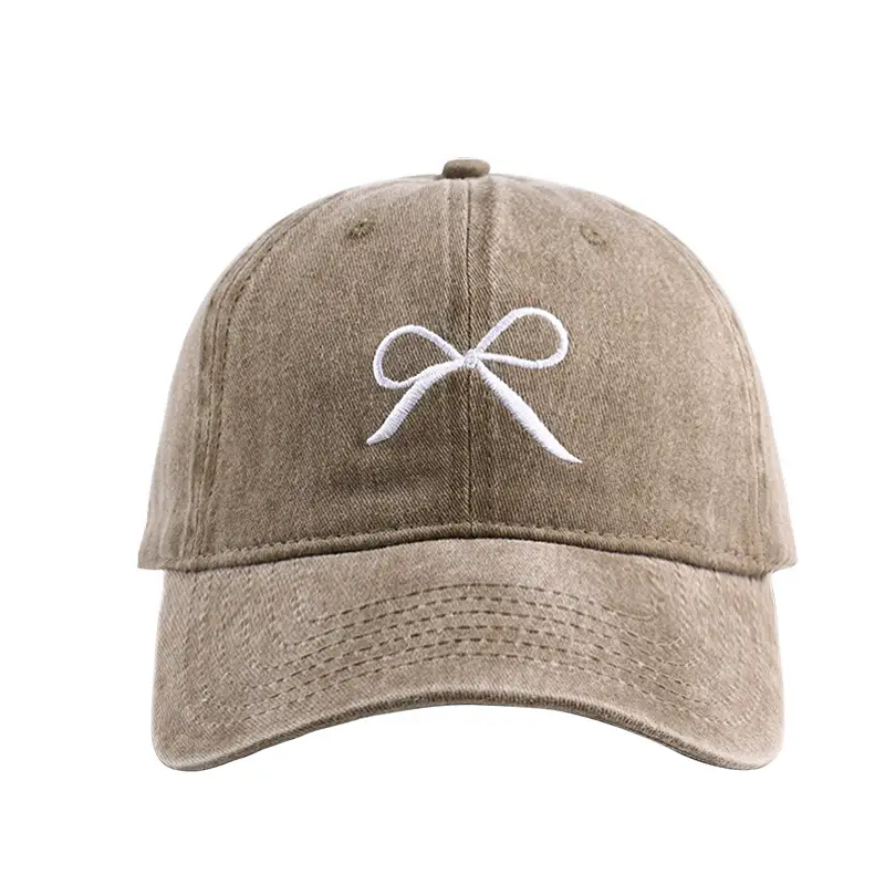Korean Ins Bow Embroidered Washed Baseball Cap for Kids - Image 10