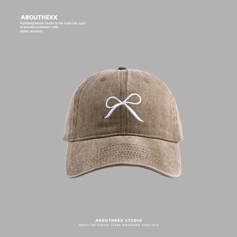 Korean Ins Bow Embroidered Washed Baseball Cap for Kids - Image 2