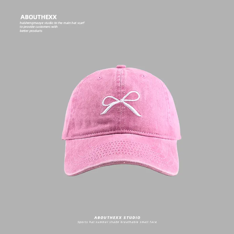 Korean Ins Bow Embroidered Washed Baseball Cap for Kids - Image 5