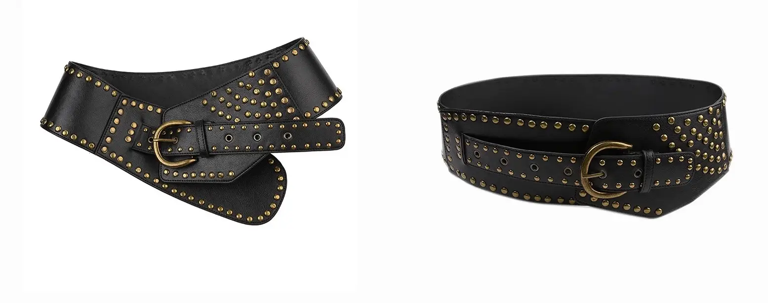 2025 New European Retro Metal Buckle Eyelet Multi-Hole Splicing Wide Waist Leather Belt Versatile Belt — feature 7