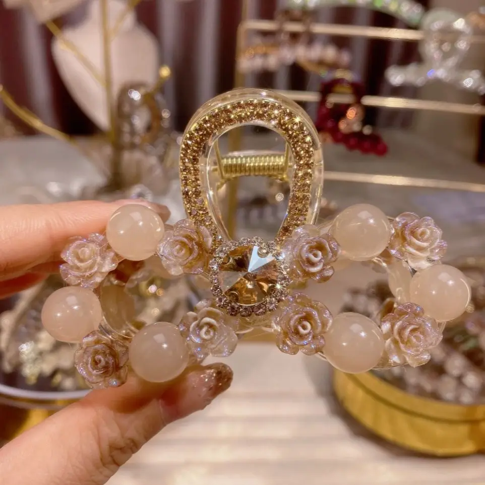 New High-End Citrine Beaded Clip Medium Ponytail - Image 5