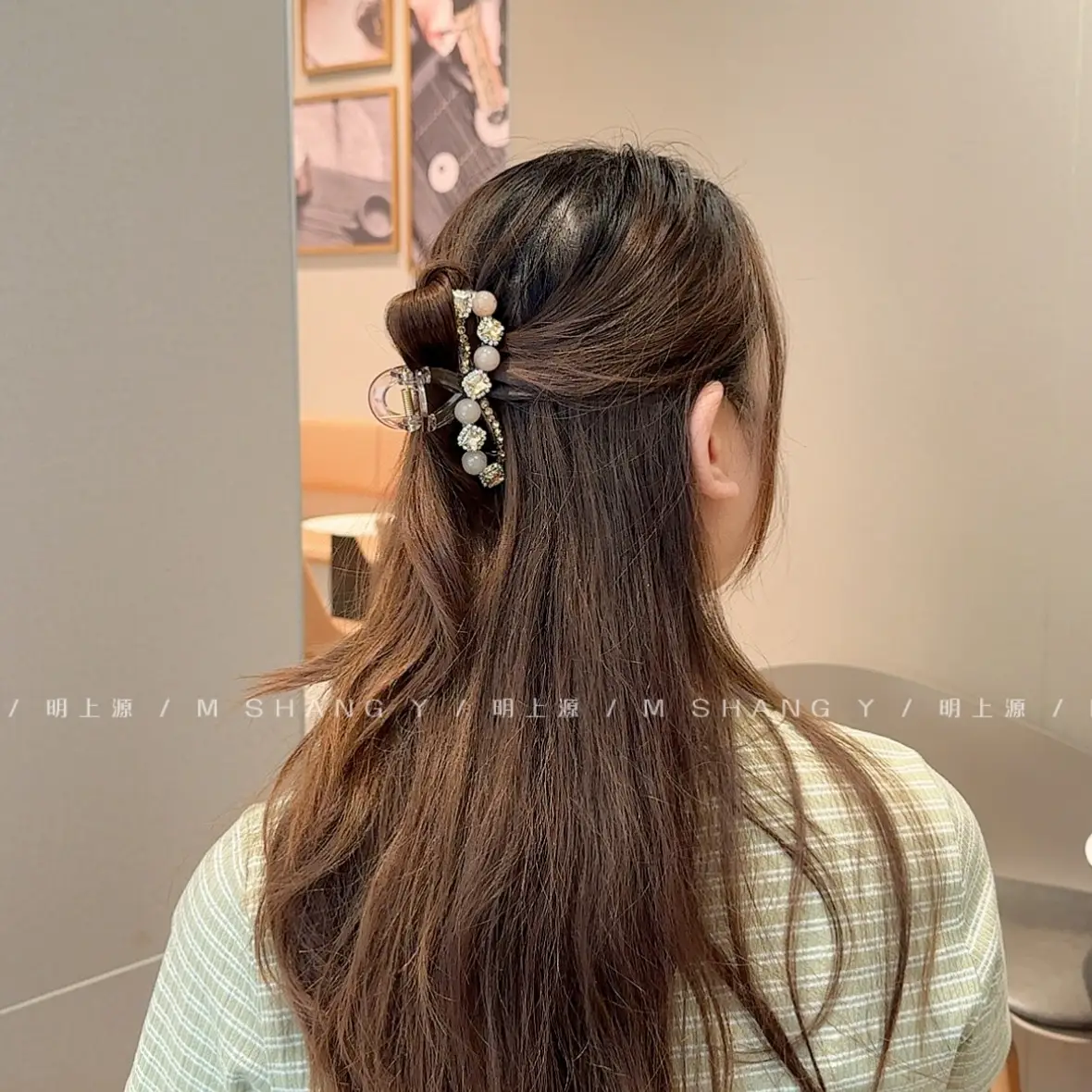 New High-End Citrine Beaded Clip Medium Ponytail — feature 10