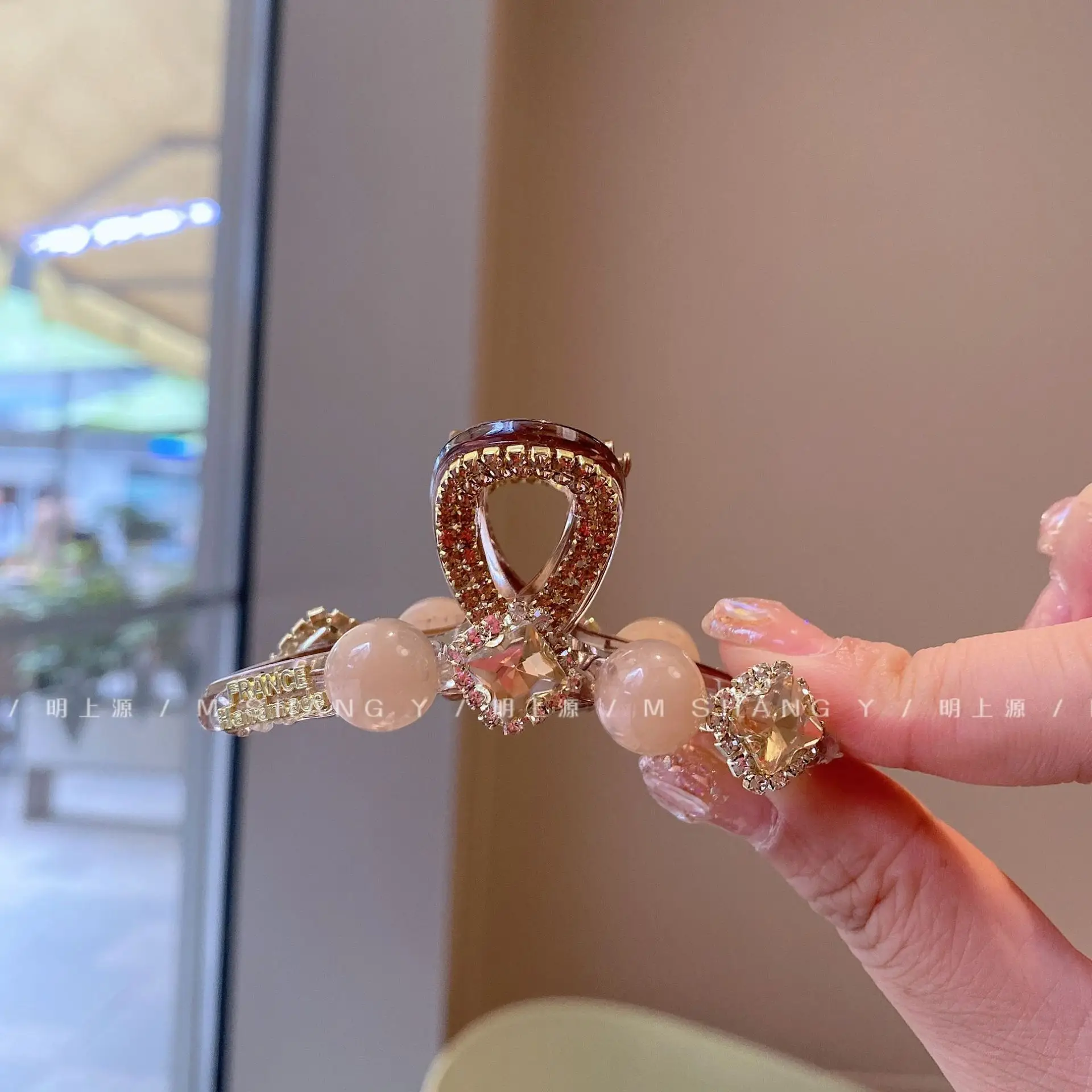 New High-End Citrine Beaded Clip Medium Ponytail — feature 6