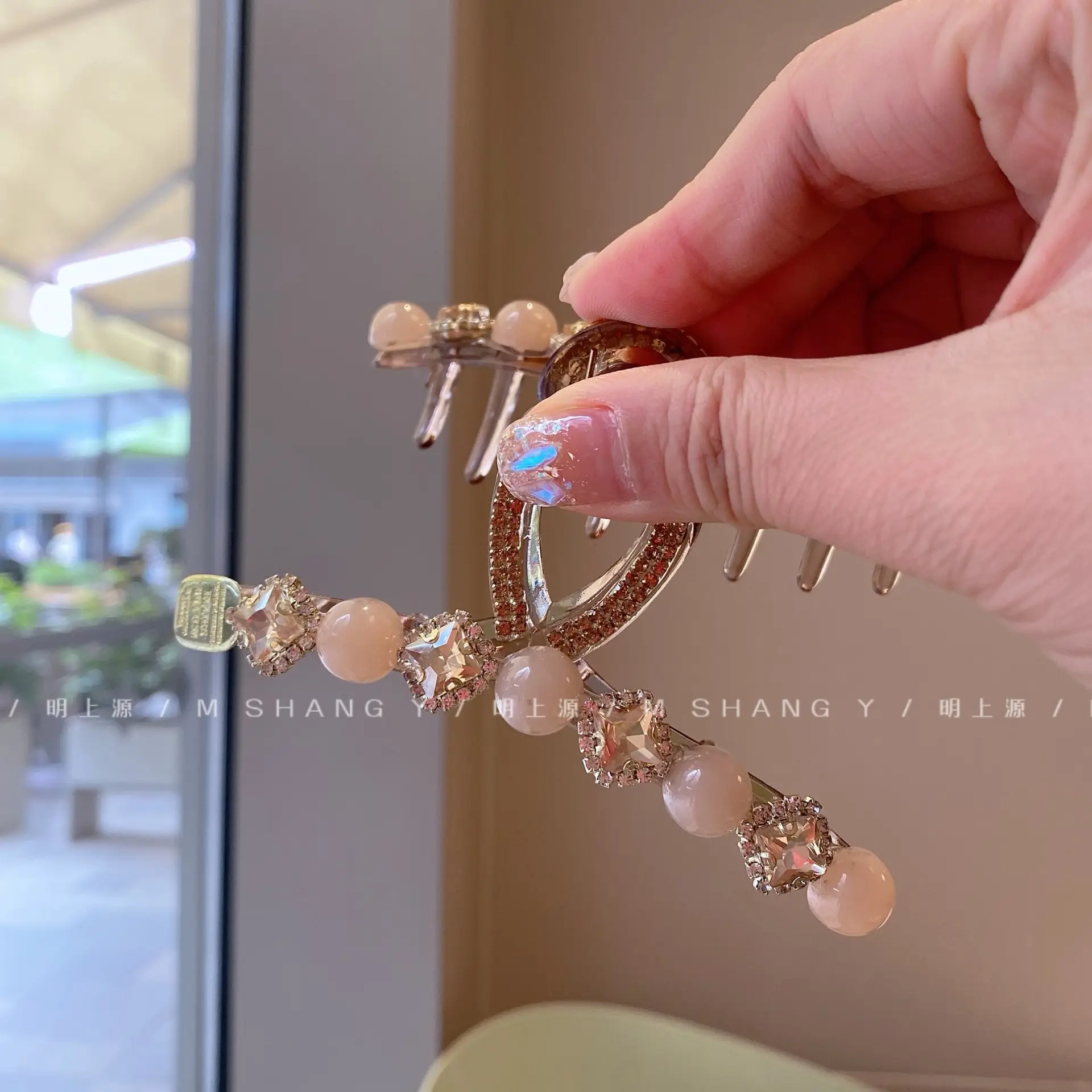 New High-End Citrine Beaded Clip Medium Ponytail — feature 9