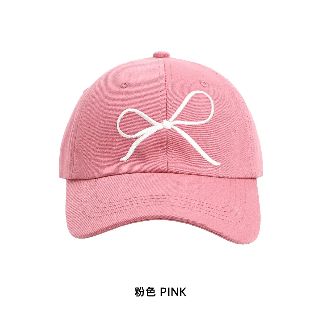 Women Baseball Cap with Embroidered Bow & Soft Top