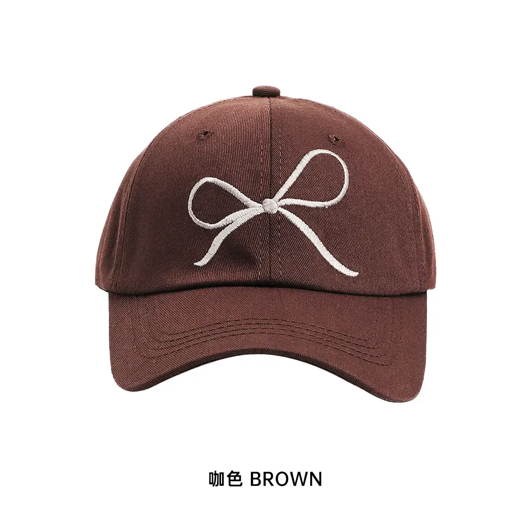 Women Baseball Cap with Embroidered Bow & Soft Top