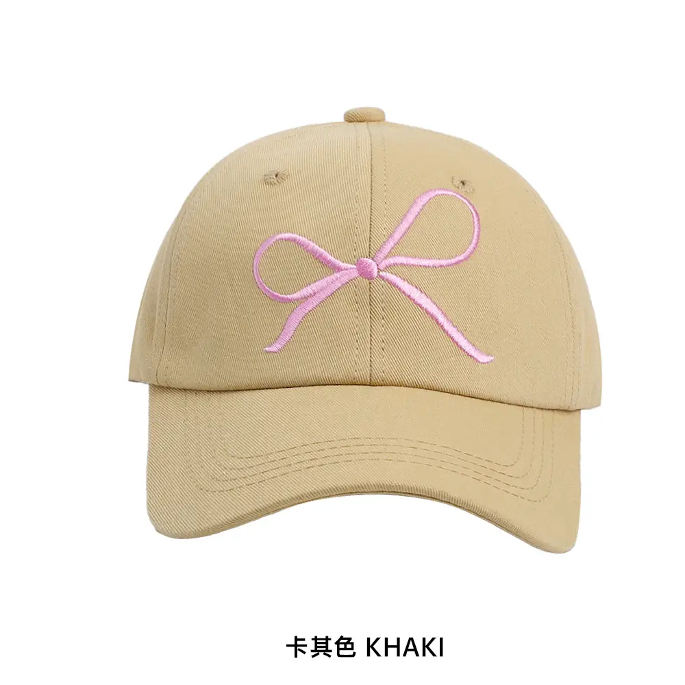 Women Baseball Cap with Embroidered Bow & Soft Top