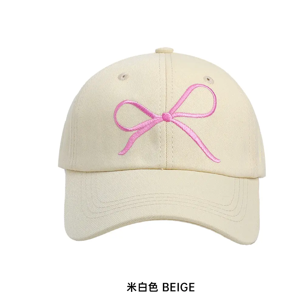 Women Baseball Cap with Embroidered Bow & Soft Top